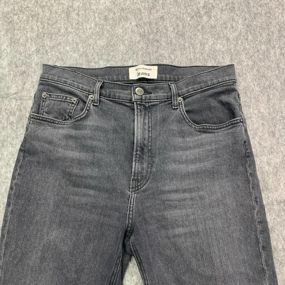 Reformation Jessie High Crop Boot Jeans Redondo Wash Black Frayed Hem - Size 30